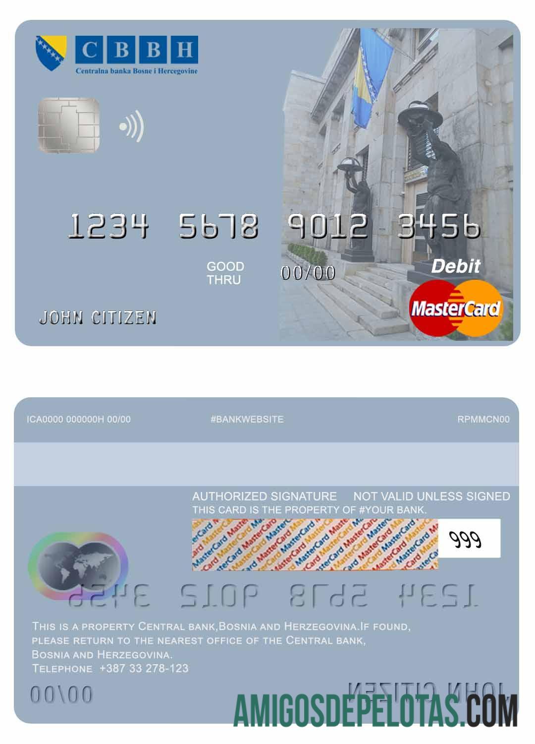Mastercard do Banco Central da Bósnia e Herzegovina baixar para verificação
